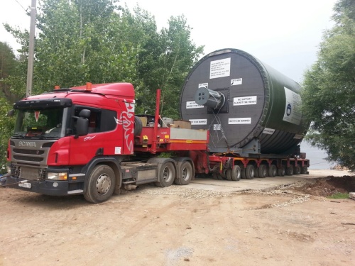 Транспортировка сушильного барабана от порта на монтажную площадку с последующим монтажом оборудования.